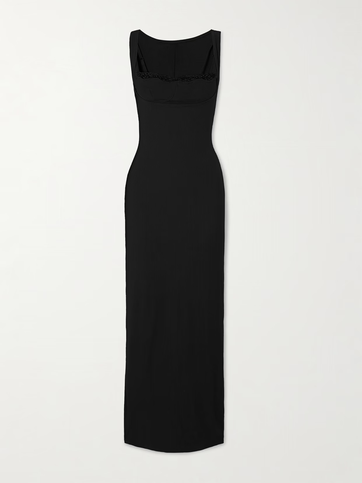 SKIMS - Soft Lounge Lace Scoop Neck Long Dress - Onyx | NET-A-PORTER (UK & EU)