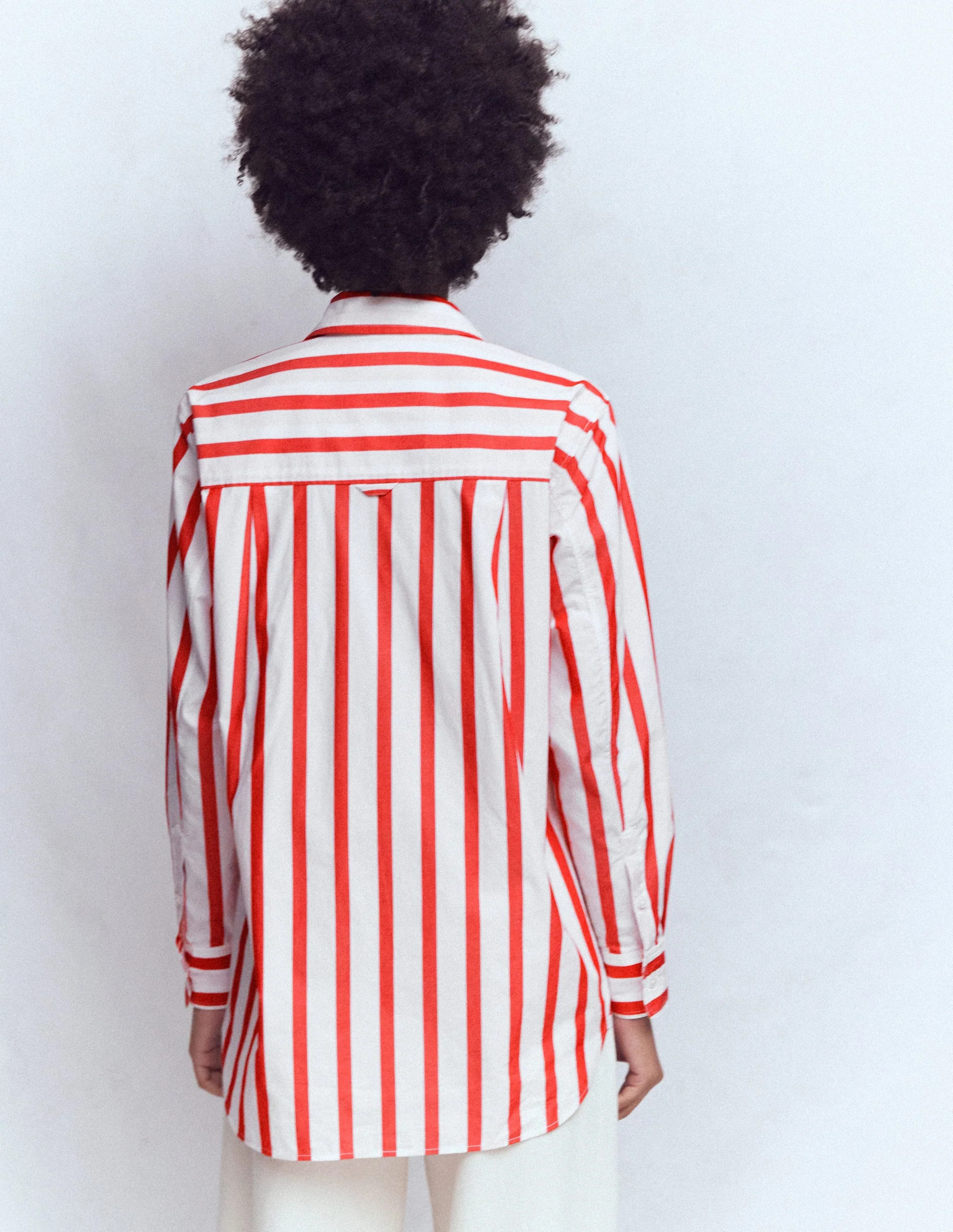 Sadie Relaxed Cotton Shirt-Ivory and Salsa Stripe | Boden (US)