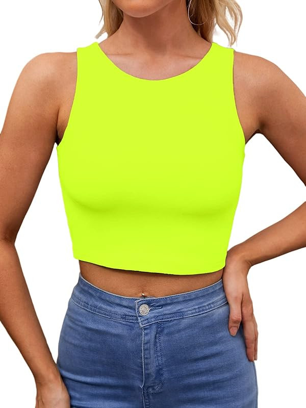 Abardsion Women’s Sexy Sleeveless Racerback Crop Top Classic Basic Double Layer Cute Cropped Ta... | Amazon (US)