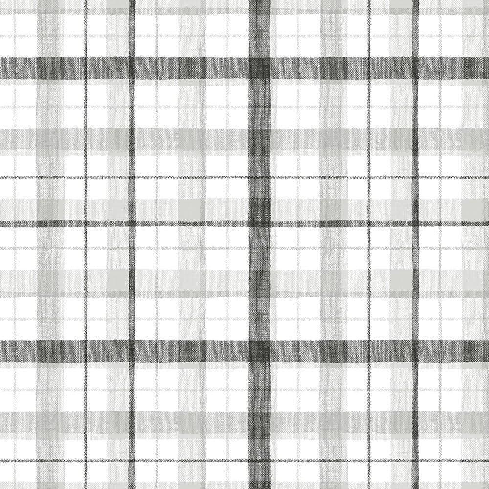 Norwall CK36628 Linen Plaid prepasted Wallpaper, Black, Grey | Amazon (US)
