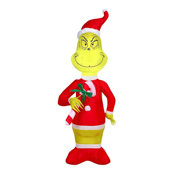 (IN13) Airblown Inflatable Grinch with Candy Cane, 4' | At Home