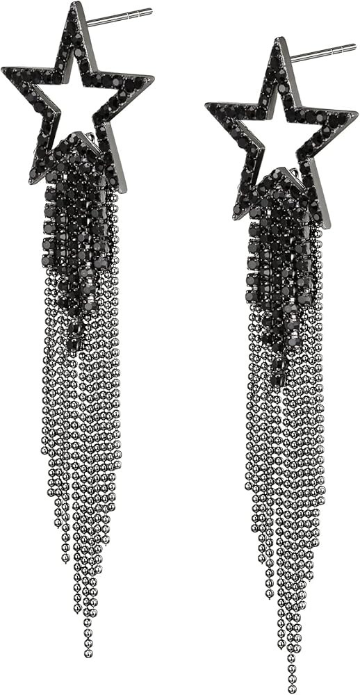 Tassel Earrings for Women Girls, Rhinestone Long Waterfall Beaded Fringe Chandelier Dangle Statem... | Amazon (US)