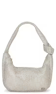 olga berg Jessica Soft Crystal Mesh Croissant Bag in Silver from Revolve.com | Revolve Clothing (Global)