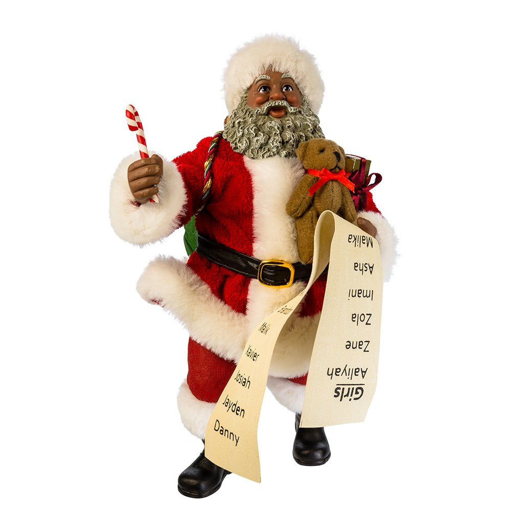 Kurt Adler 10.5" Fabriche' Black Santa with List and Candy Cane | Amazon (US)