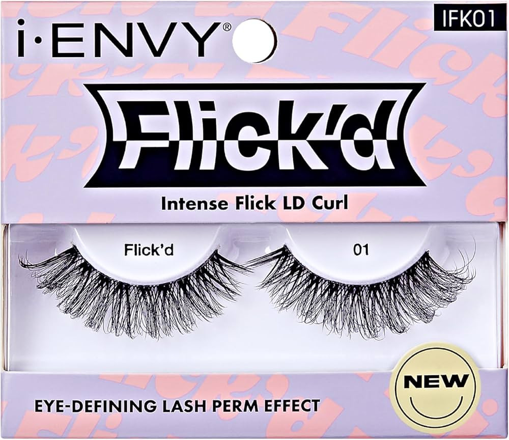 i-ENVY False Lashes Flick'd D-Curl Strip Lashes Volume Bouncy Natural Clear Band Cat Eye Dramatic... | Amazon (US)