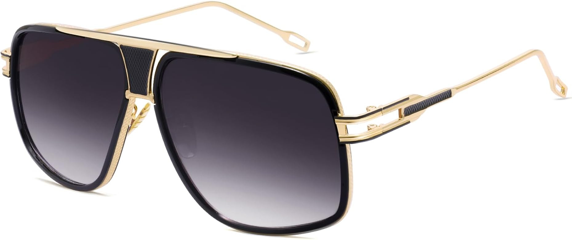 Oversized 70s Aviator Sunglasses for Men Disco Sun Glasses Cool Designer Tinted Shades Gold Alloy... | Amazon (US)