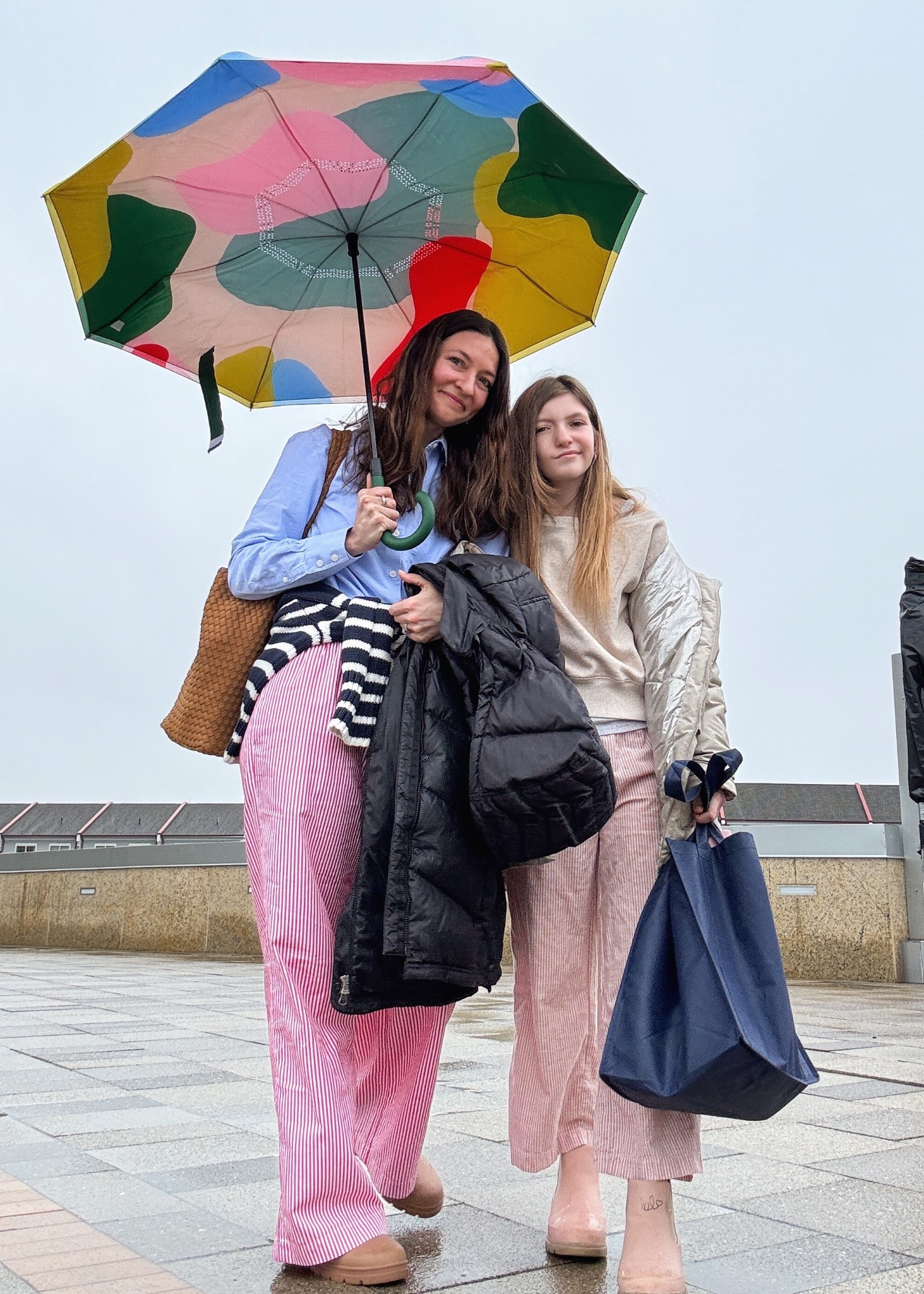 What we wore to Amelia’s Fashion Show photoshoot at CHOP 🩷 We weren’t sure of the dress code so kept it simple with poplin pants & solid colored tops & minimal makeup. It was a rainy day so brought my favorite umbrella! She was so excited for this day- can’t wait to see how the photos turned out! 

#LTKmomlife #LTKootd #LTKdayinmylife