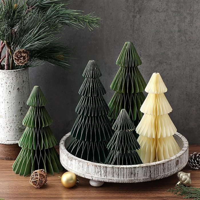 6 piezas de árbol de Navidad de papel de panal de abeja 3D árbol de mesa de panal de abeja deco... | Amazon (US)