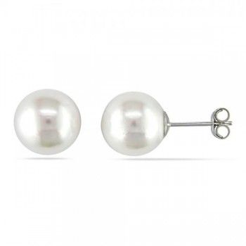 White South Sea Pearl Stud Earrings 14k White Gold 10-11mm | Allurez