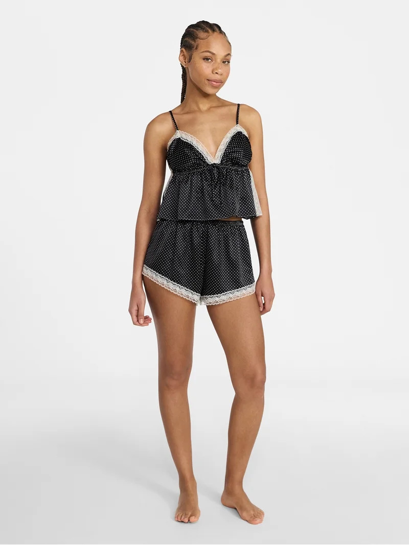 No Boundaries Satin Cami and Shorts Sleep Set, 2-Piece, Women's XS-XXL | Walmart (US)