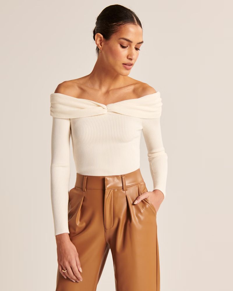 Off-The-Shoulder Twist Sweater Top | Abercrombie & Fitch (UK)