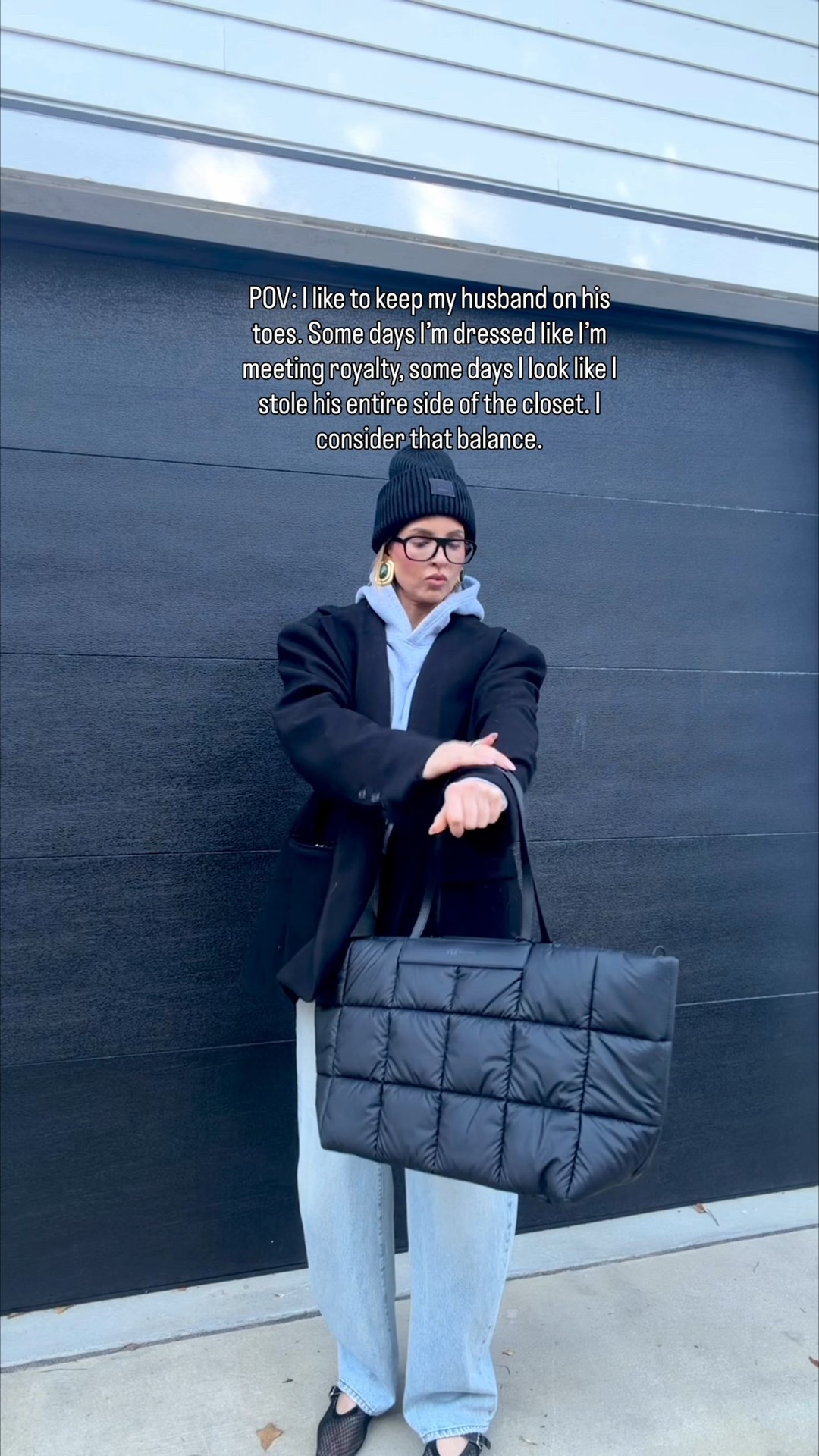 I call it balance😎🤭 where are medium in the Amazon sweatshirt. Blazer is from source unknown but the lovers and friends one I linked below looks just like it. I would order up to get the same oversized look. Shoes are Alaia look alikes! 🤫 run tts. Jeans run tts as well. Bag is from vee collective. Earrings are from tame New York 

#LTKootd #LTKmomlife #LTKdayinmylife