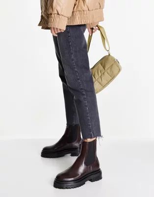 & Other Stories leather chunky sole pull on boots in dark brown | ASOS (Global)