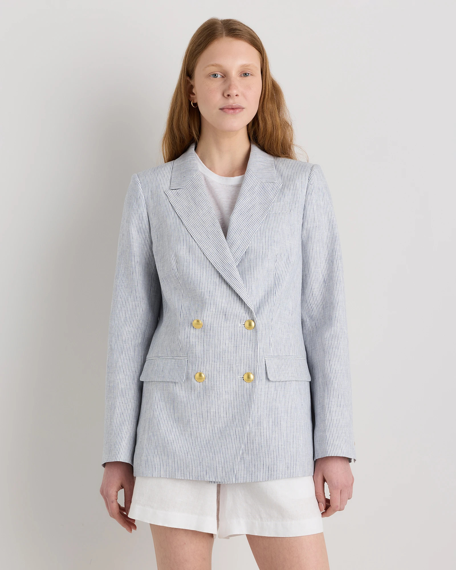 100% European Linen Relaxed Double-Breasted Blazer | Quince