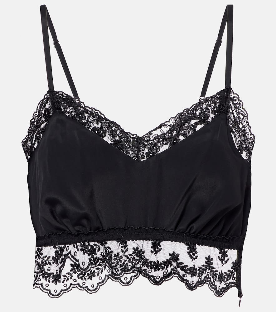 Simone Rocha Lace-trimmed crÃªpe de chine crop top | Mytheresa (INTL)