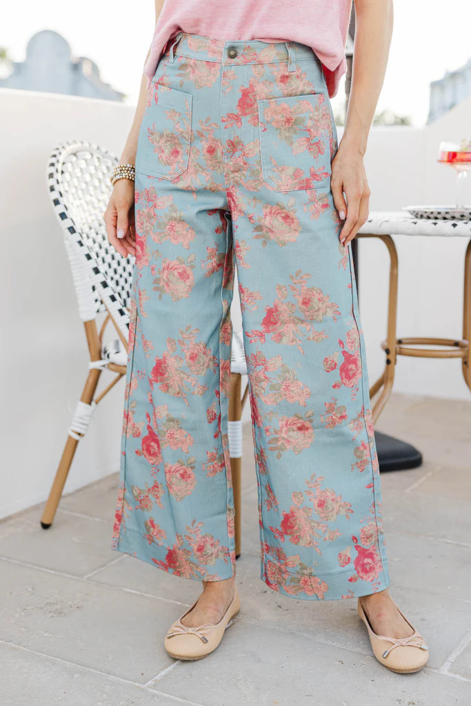Walks Through The Garden Blue Floral Jeans | The Mint Julep Boutique