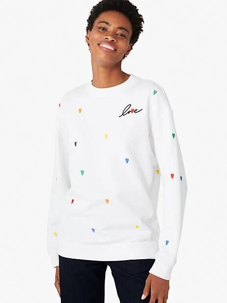 rainbow embroidered hearts sweatshirt | Kate Spade (US)