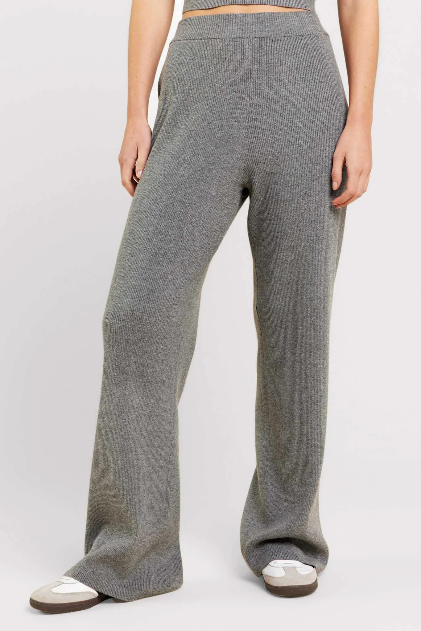 Ribbed Sweater Wide Leg Pant | nuuds