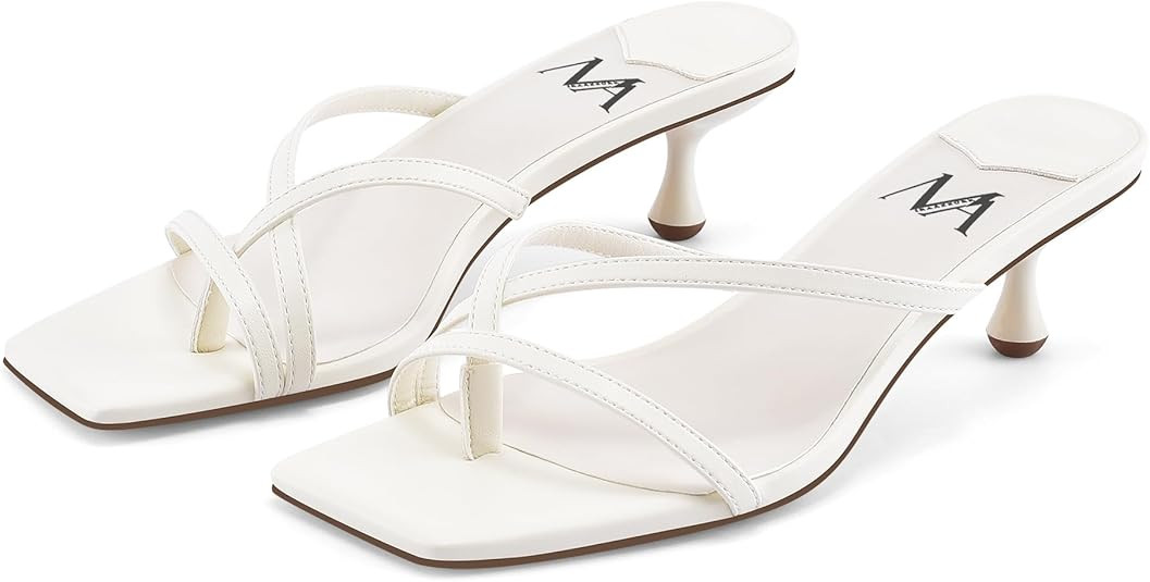 MIRAAZZURRA Kitten Heels for Women Flip Flop Thong Heel Square Open Toe Low Heel Slip On Slides f... | Amazon (US)