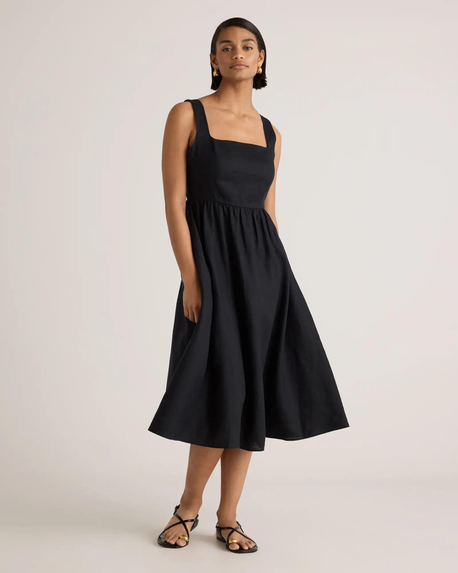 100% European Linen Fit & Flare Midi Dress | Quince