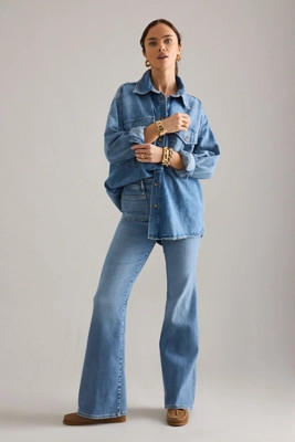 Good American Good Legs Patch Pocket Flare Jeans | Anthropologie (UK)