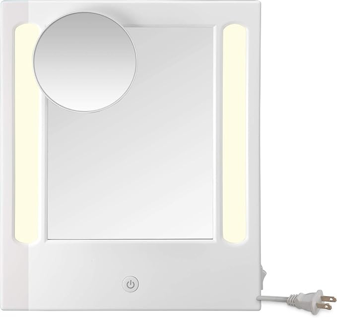 Conair Lighted Makeup Mirror, LED Vanity Mirror, 1X/5X Magnifying Mirror, Corded in Glossy White | Amazon (US)