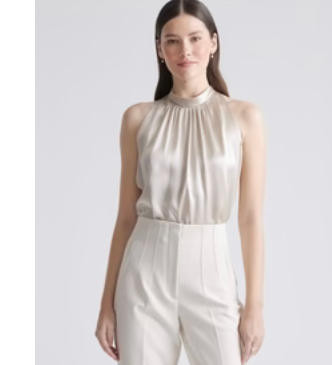 100% Washable Silk Halter Top in Forest Green | Quince