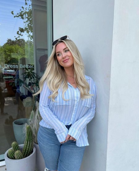 Blue button up curvy outfit 💙 

#LTKcurves #LTKfit #LTKunder50