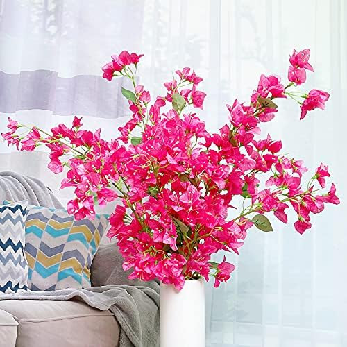 Artificial Flowers Silk Bougainvillea Branches Faux Artificial Bougainvillea Floral Stems Long Pl... | Amazon (US)