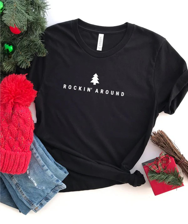 rockin around christmas tree Graphic Tee | Casual Chic Boutique