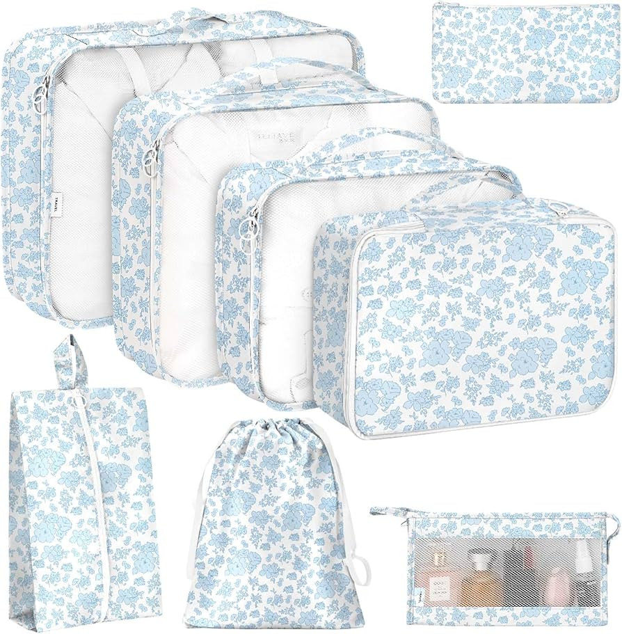 8 Set Packing Cubes for Travel, Luggage Packing Organizers Accessories Large Toiletries Bag for C... | Amazon (US)