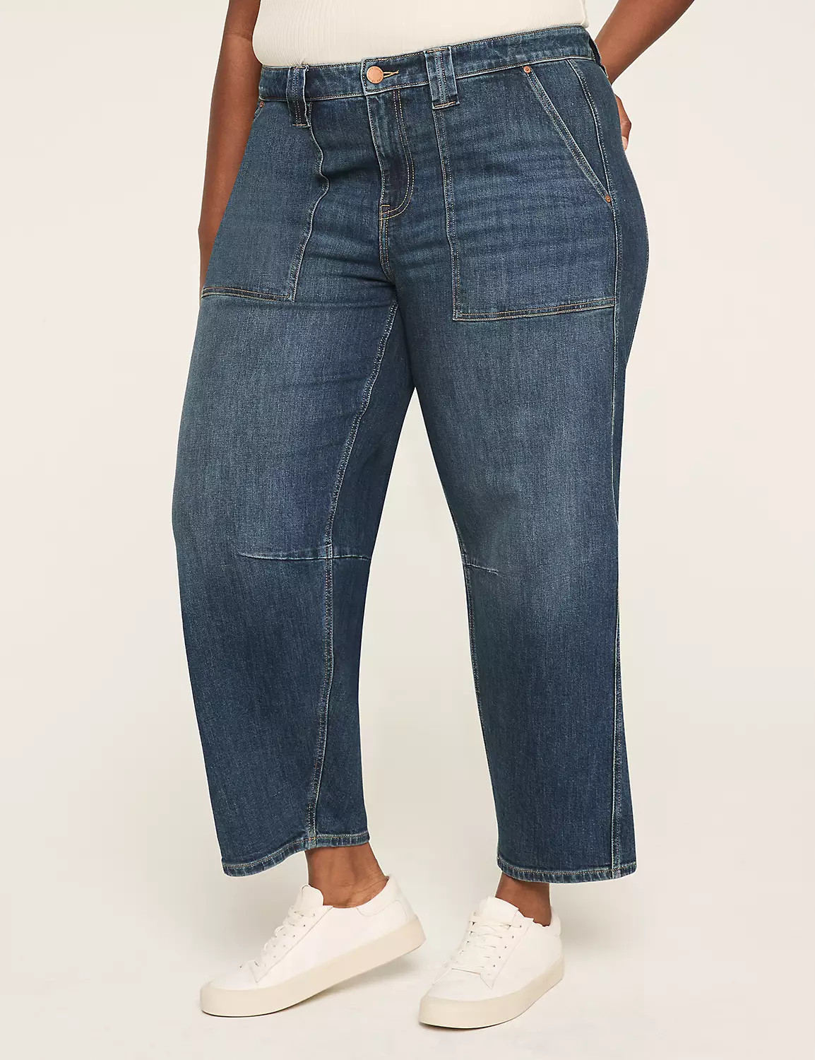 High-Rise Patch-Pocket Barrel Jean | LaneBryant | Lane Bryant (US)