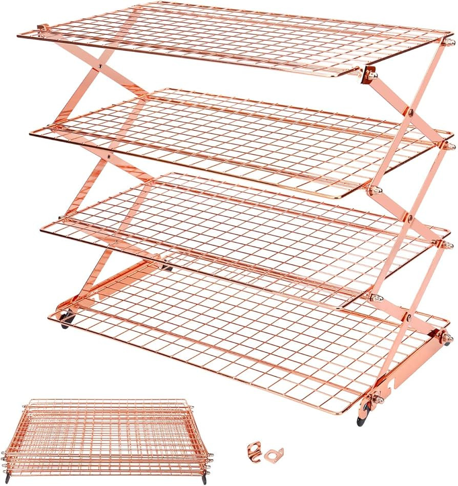 Geesta 2/3/4-Tier Collapsible Cooling Rack with Adjustable 3 Setting Design Stackable Cooling Roa... | Amazon (US)