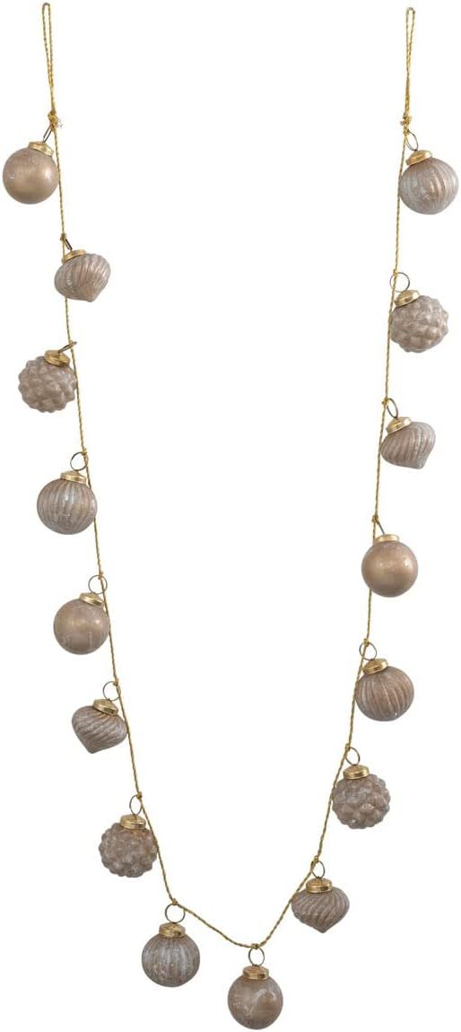 Creative Co-Op Embossed Mercury Glass Ball Ornament Garland, Marbled Taupe | Amazon (US)