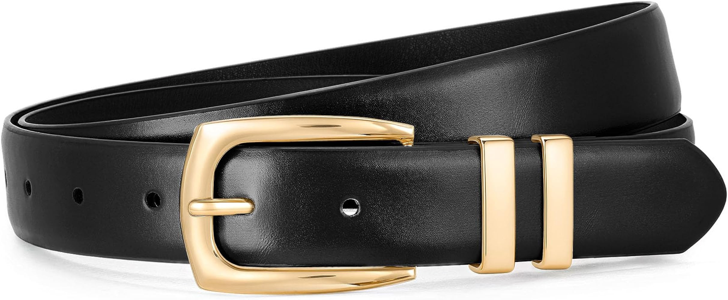 WHIPPY Women's Leather Belts for Jeans Pants Fashion Ladies Belt Gold Buckle Belts for Women | Amazon (US)