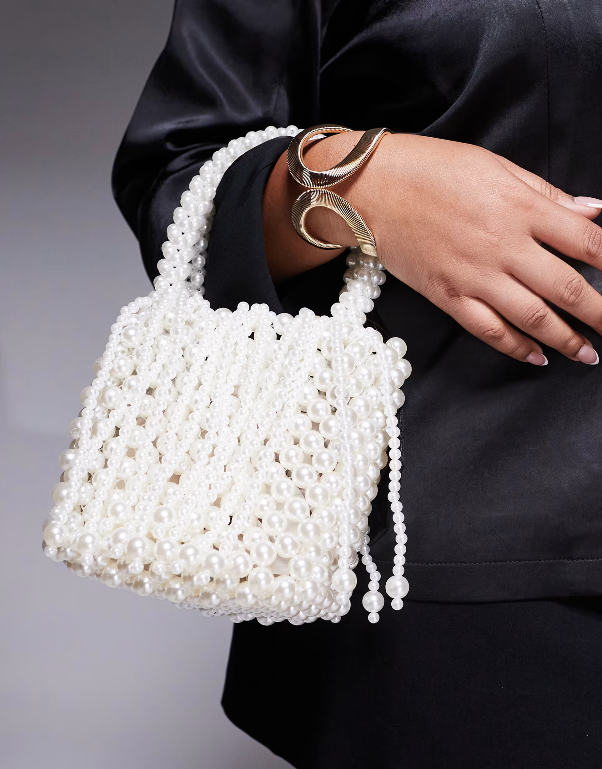 River Island faux pearl grab bag in white | ASOS (Global)