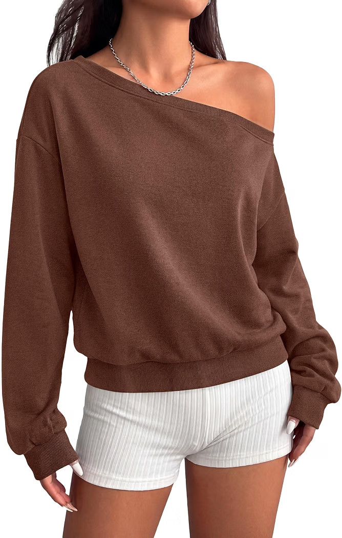 PRETTYGARDEN Womens Off The Shoulder Sweatshirt Fall Long Sleeve Tops | Amazon (US)
