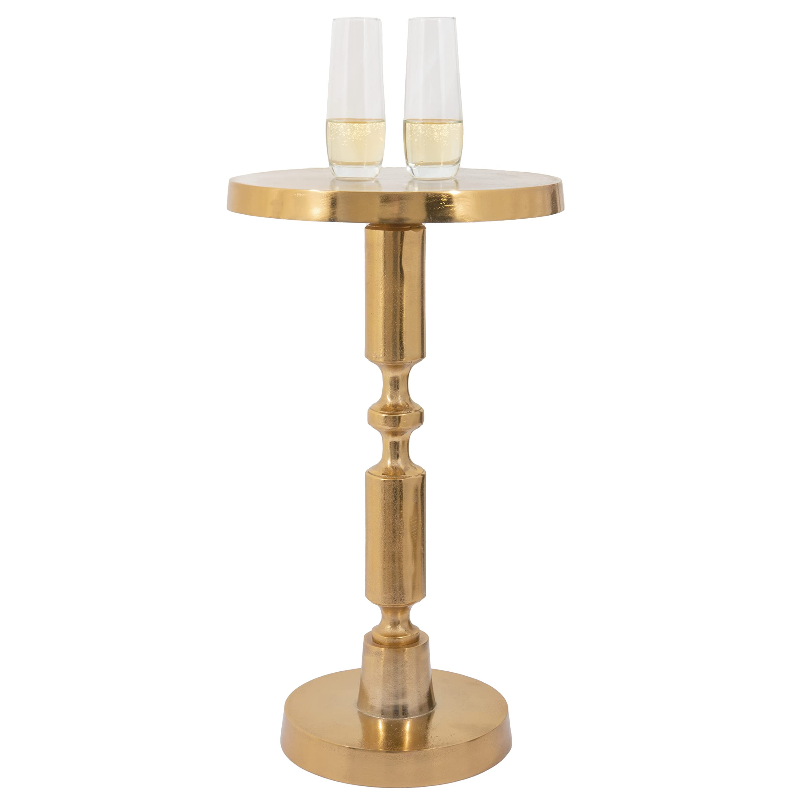 Small Round Gold Side Table by Objet D’Art, Rhodes, Accent, End, Pedestal, Martini, Drink Table... | Amazon (US)