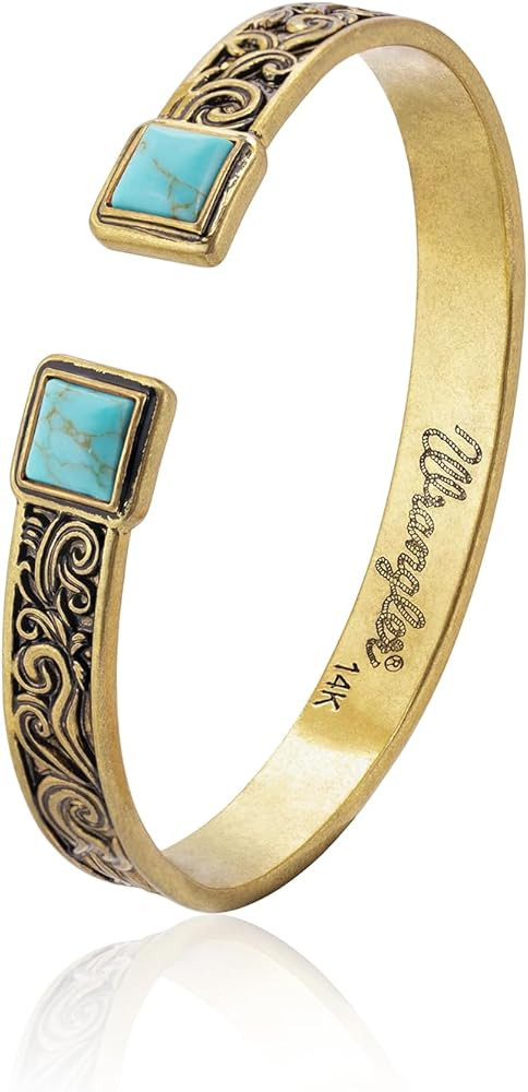 Montana West Wrangler Cuff Bracelet for Women Western Turquoise Adjustable Open Bangle Silver Pla... | Amazon (US)