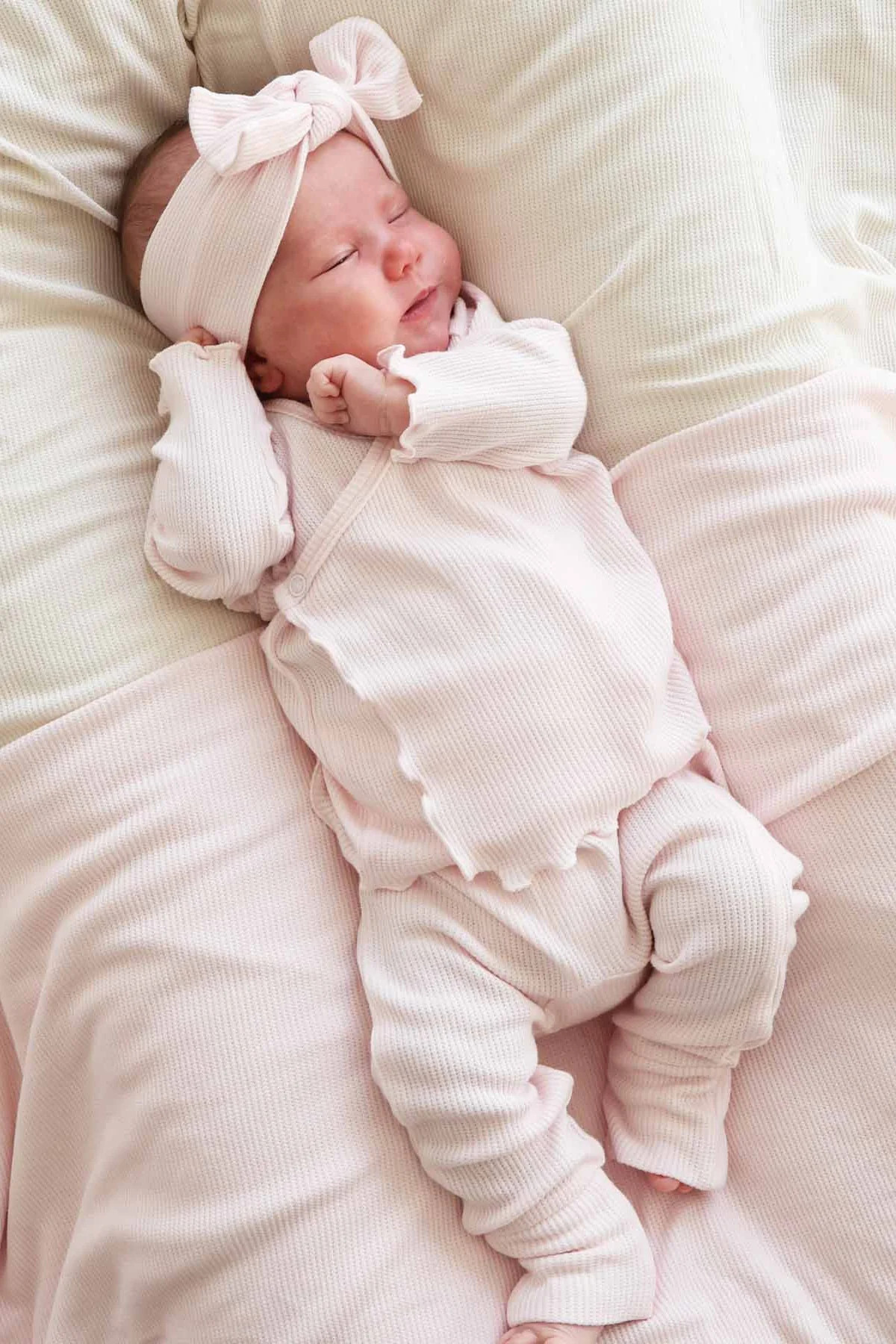 2pc Waffle Crossover Top & Bottom | Pearl Pink | Caden Lane