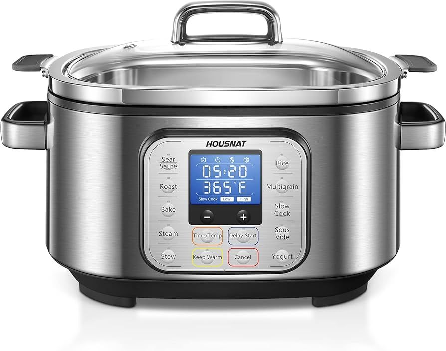Amazon.com: Slow Cooker, HOUSNAT 10 in 1 Programmable Cooker, 6Qt Stainless Steel, Rice Cooker, Y... | Amazon (US)