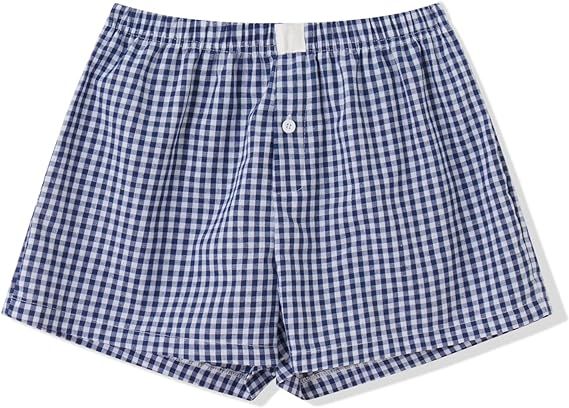 Meihuida Women Gingham Boxer Shorts Y2k Cute Stripes Plaid Button Elastic Waist Lounge Boxers | Amazon (US)