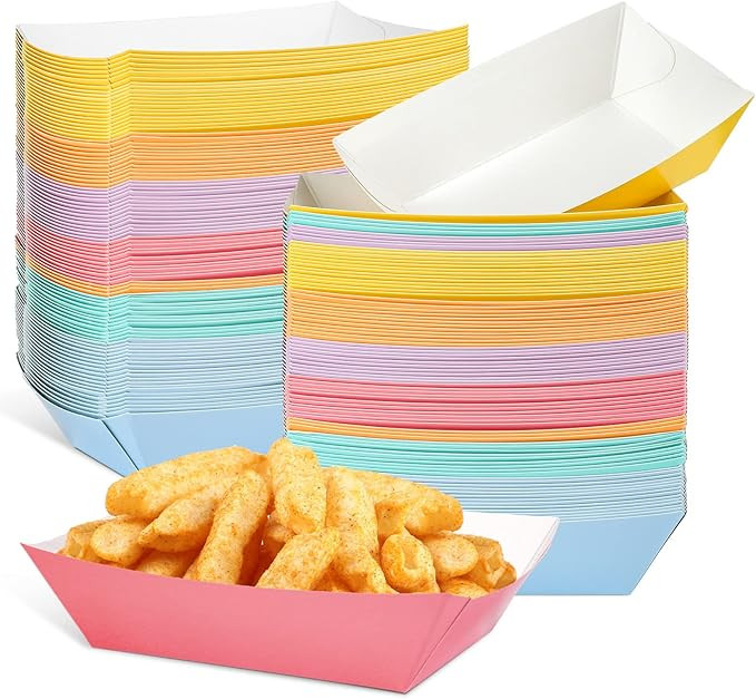 Lallisa 120 Pieces Paper Food Boats 1 lb Heavy Duty Multicolor Paper Food Trays Disposable Grease... | Amazon (US)