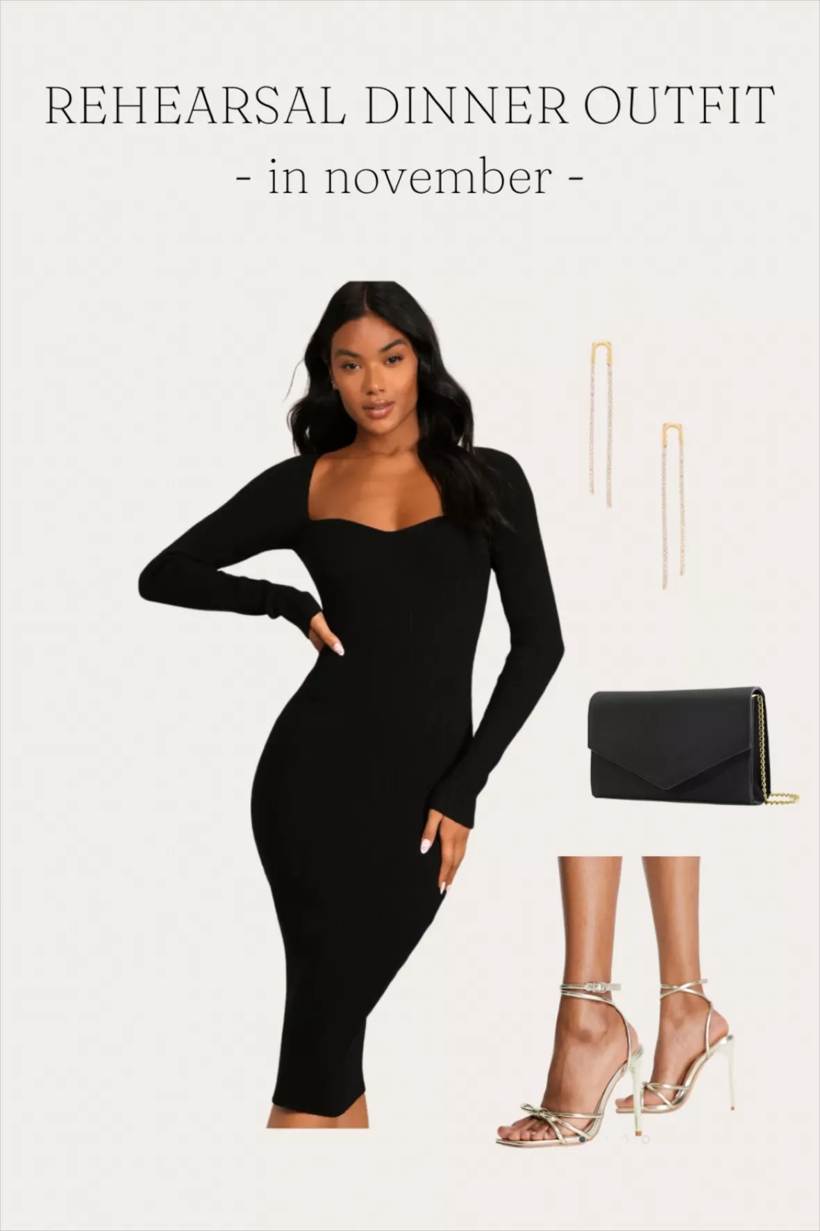 Fall Feelings Black Ribbed Bodycon Midi Dress