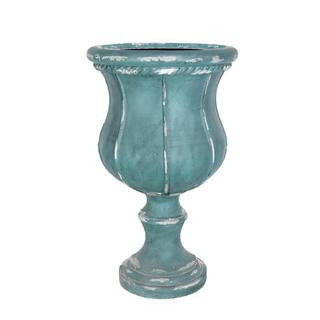 26.5 in. H. Chipped-Off French Blue Cast Stone Fiberglass Entrance Urn | The Home Depot
