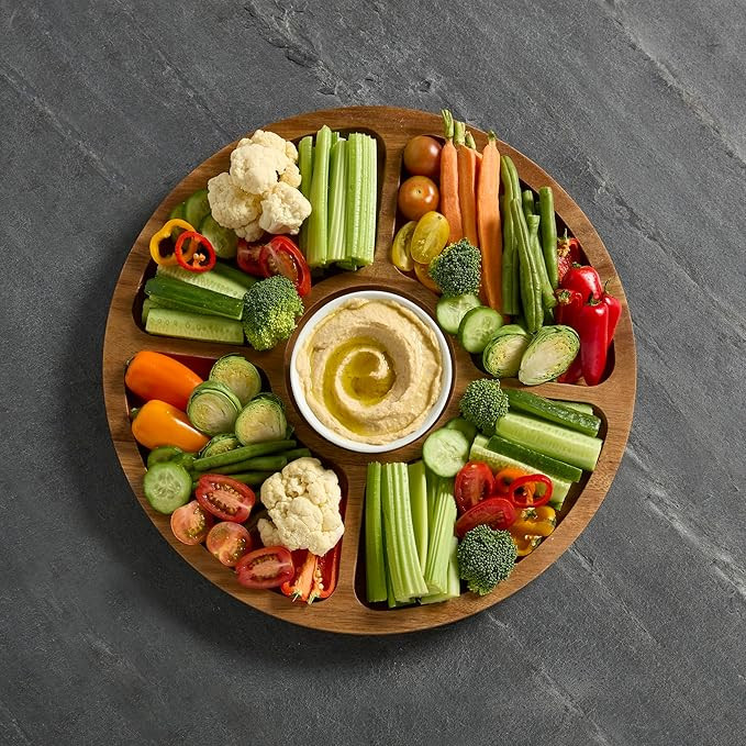 FARBERWARE Build-a-Board Cutting Board with Lazy Susan Turntable, Five Compartments, and Clear Lo... | Amazon (US)