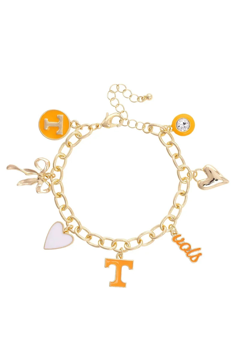 Tennessee Vols Enamel Icons Charm Bracelet in Shiny Gold | CANVAS