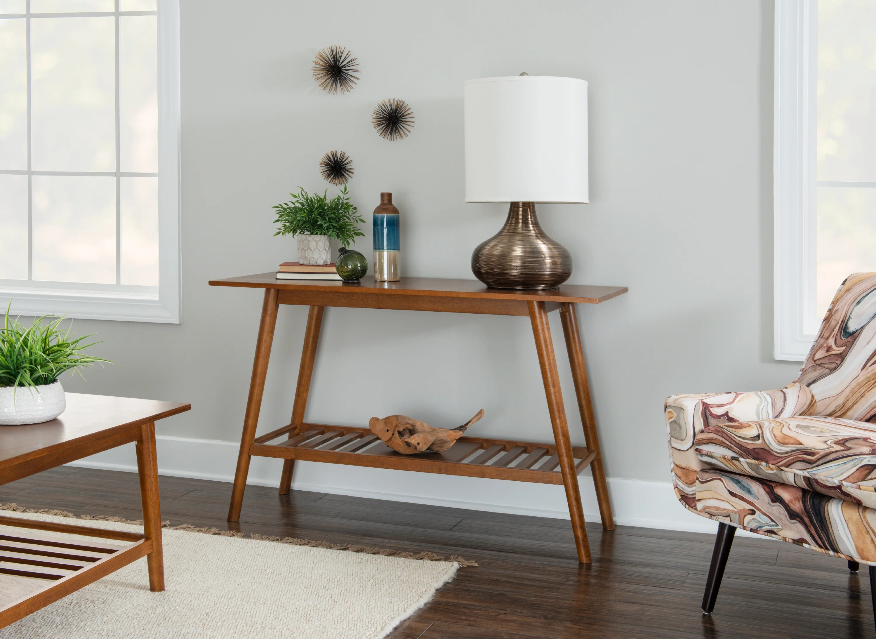 Linon Ashville Mid-Century Console Table, Walnut Finish - Walmart.com | Walmart (US)