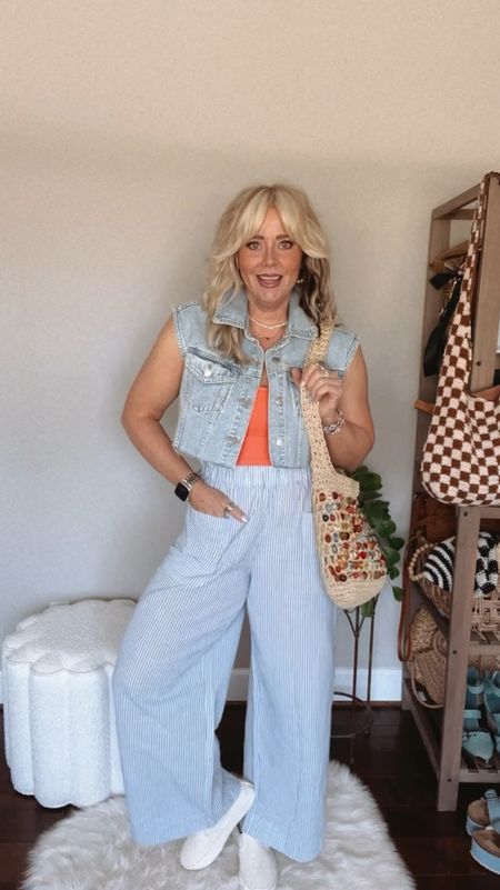 Let’s style these pants from Amazon 🦋
Pants sized up to a large 
Denim vest (old) but linked similar 
Tank size M
Sneaks sized down 

#LTKstyletip #LTKover40 #LTKVideo