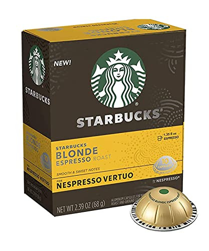 Starbucks Coffee Nespresso Capsules, Blonde Espresso Roast, Starbucks by Nespresso Capsules for Nespresso Vertuo Machine, 10 Capsules Per Box (Pack of 1) | Amazon (US)